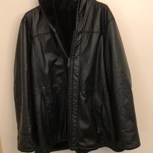 Wilson leather pea coat with zipper
